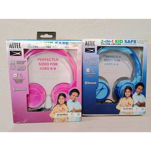 Altec Lansing Kid Safe 2-in-1 Bluetooth Wireless Kid's Headphones - Pair Sealed - Picture 2 of 3